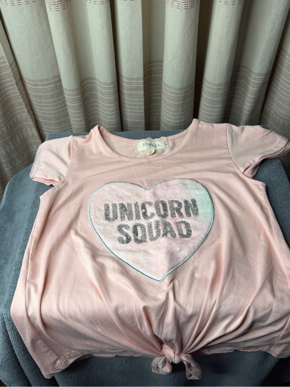 btween Pink Tie-Front 'Unicorn Squad' Heart Tee